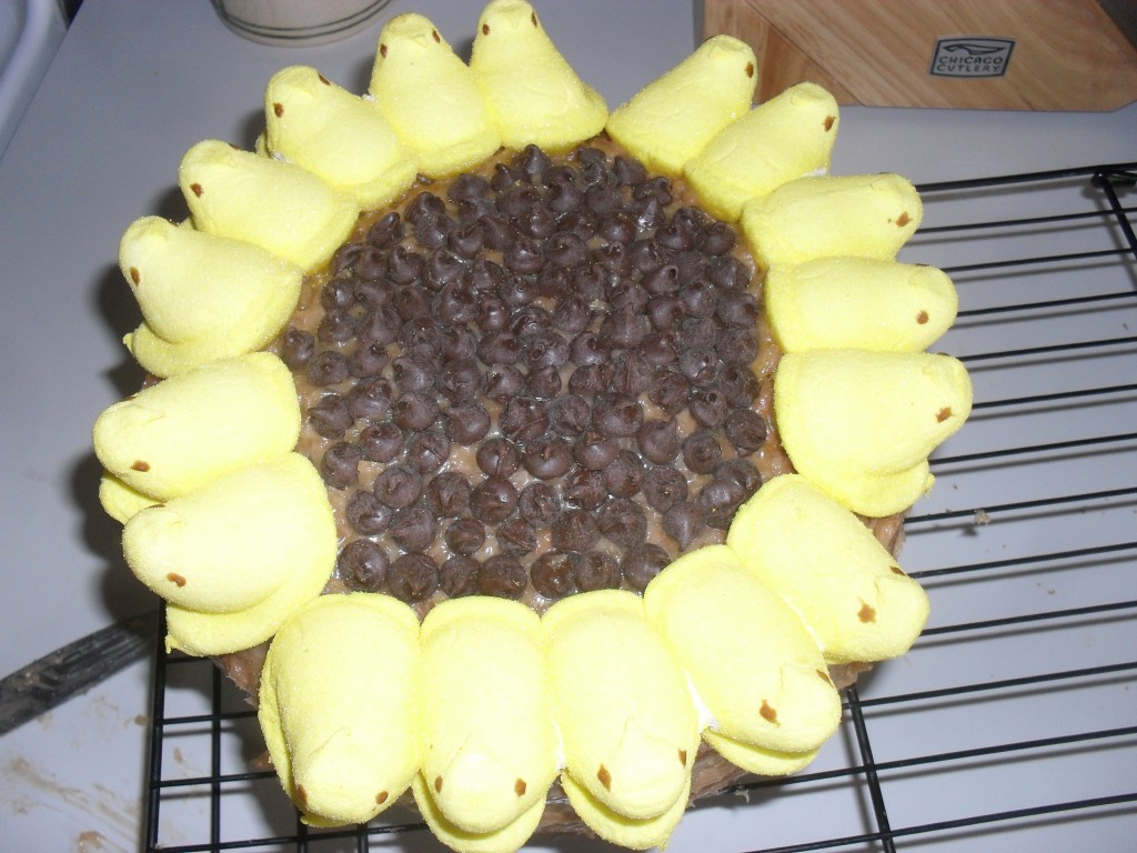 Sunflower Cake made with Peeps