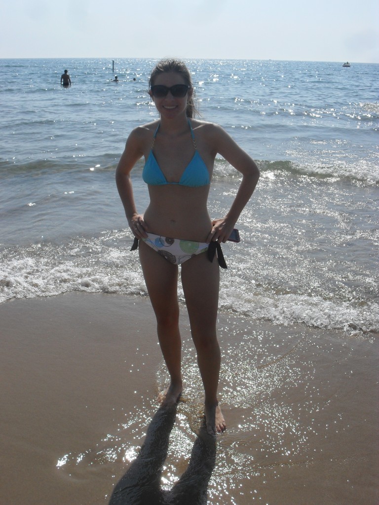 In a bikini at the beach
