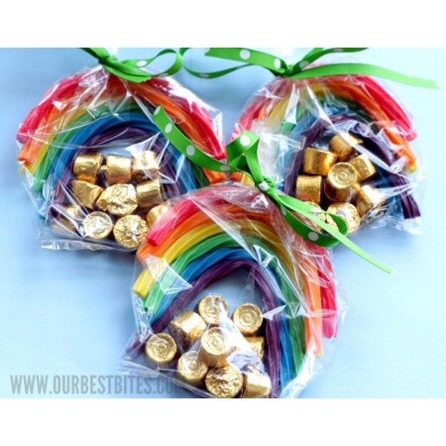 Make pots of gold and rainbow treat bags from OurBestBites.com
