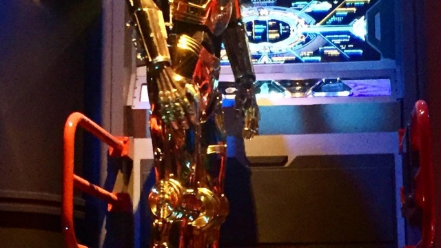 Talking with C-3P0 at Star Tours?