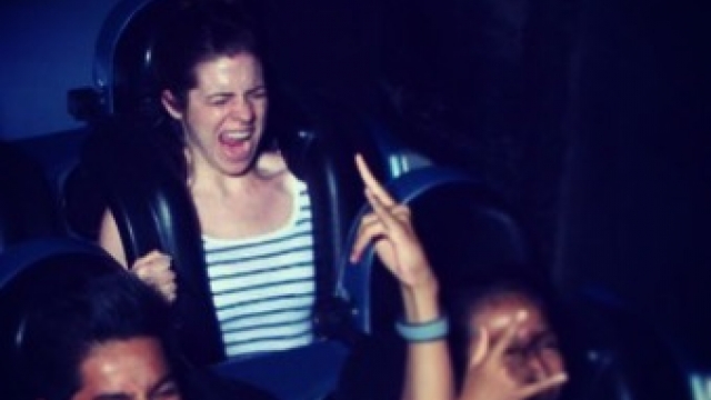 The face you make when you ride Rockin Roller Coaster for the first time ?