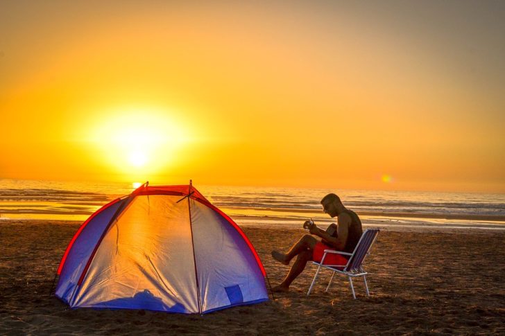 enjoy camping with tent outside