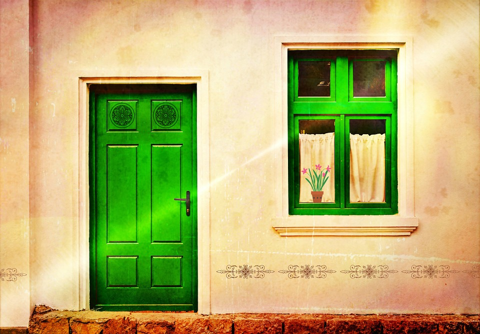 green Entryway door and window
