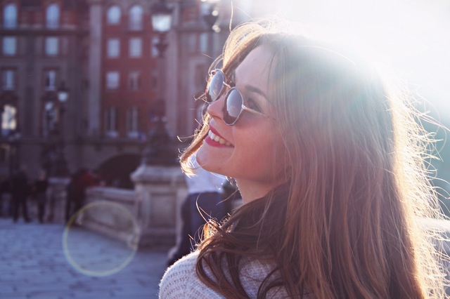woman happy outside sunglasses sunshine