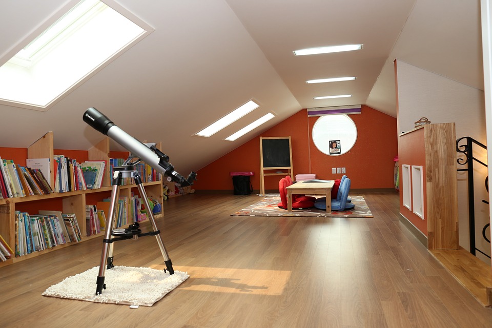 home space attic telescope upstairs