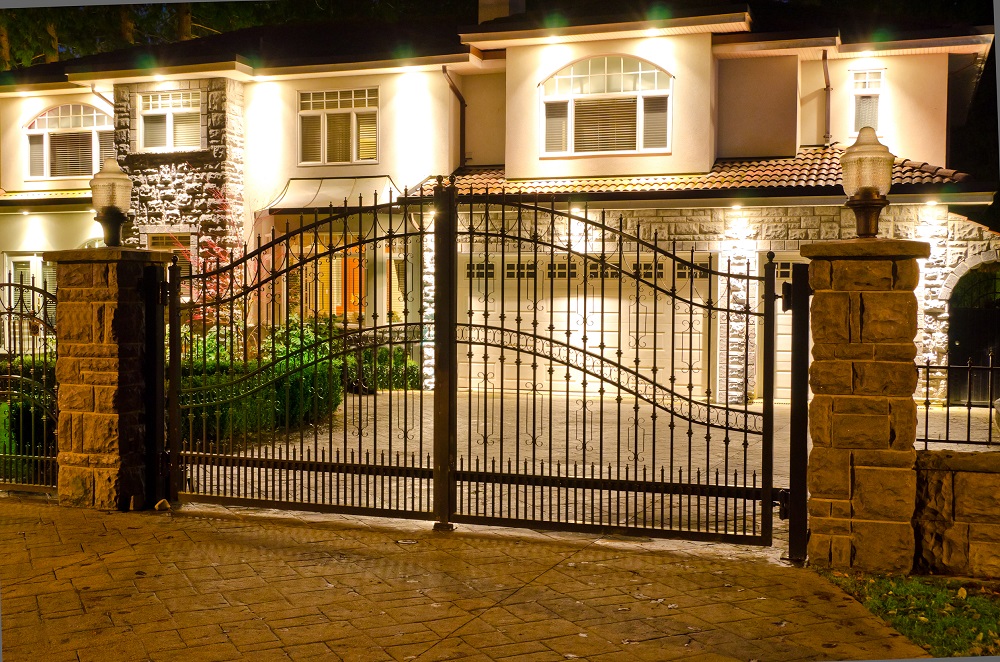 Cantilever Gates at night outside