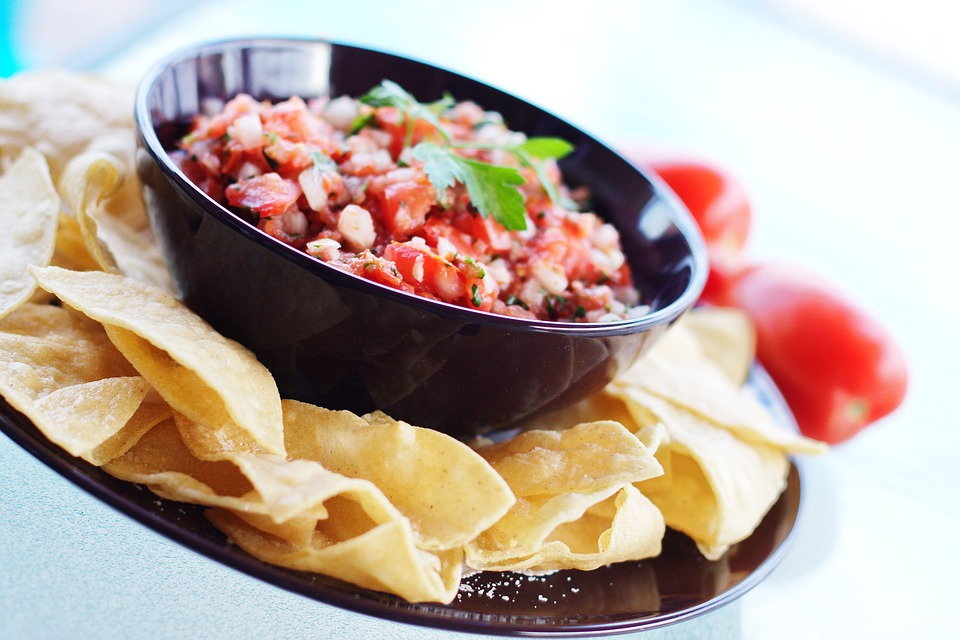 Extraordinary salsa and chip platter