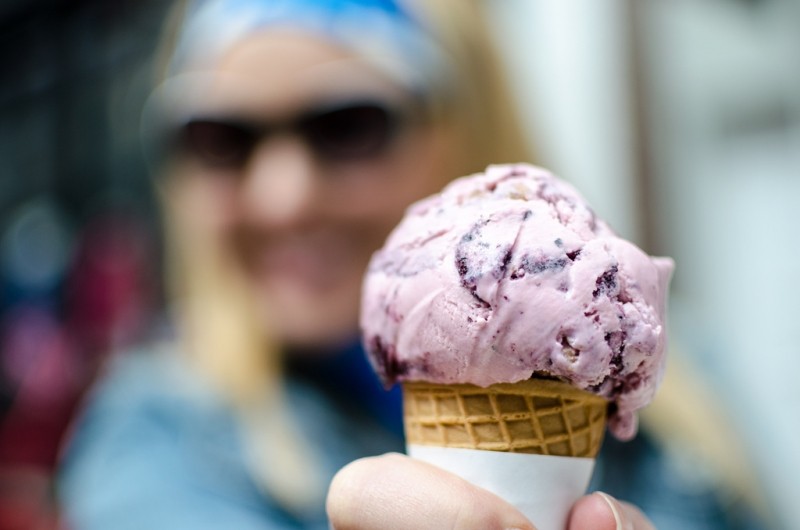 Cottage Cheese blueberry ice cream cone