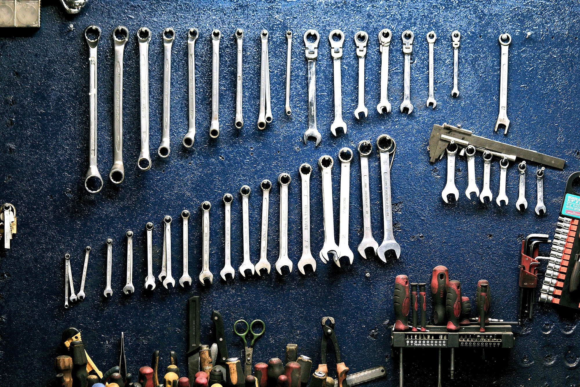 Home Improvement projects tool set on wall