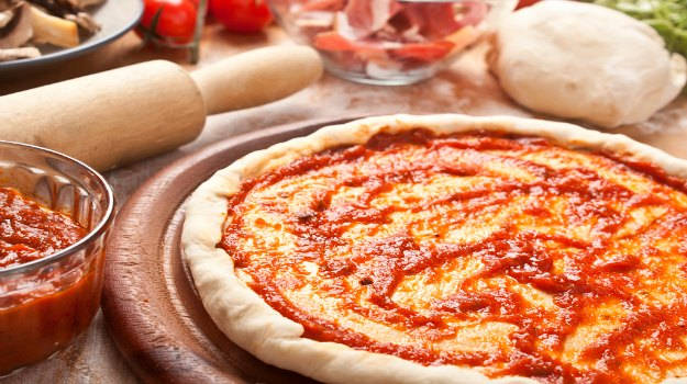 Pepperoni Pizza crust and sauce