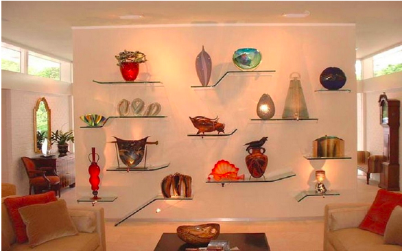 Modernize Your Home with Decorative Glass Shelves in Interior