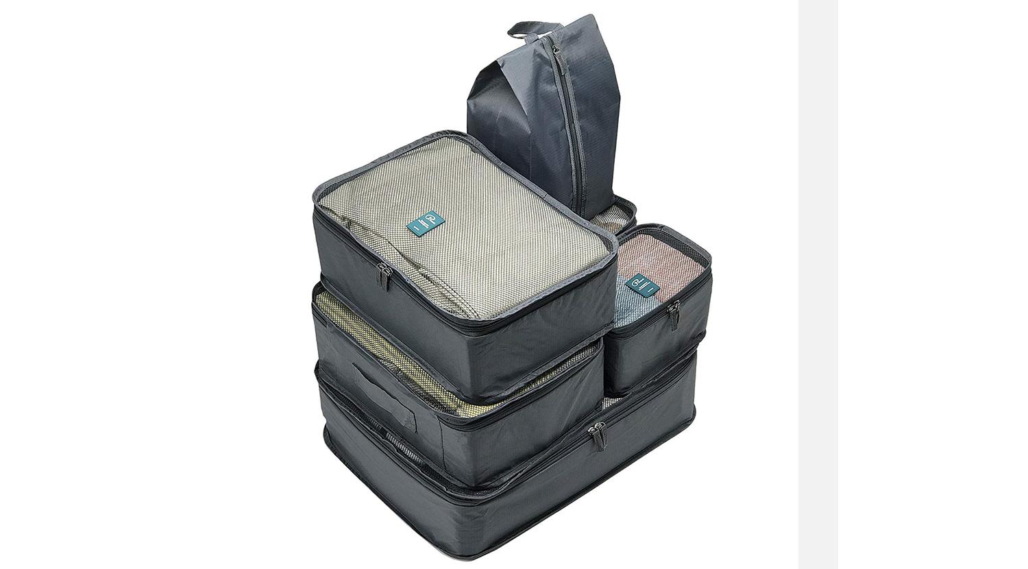 Black 6 Pieces/Set Packing Cubes Suitcase Organizer