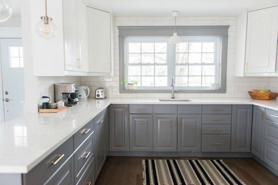 Kitchen Countertops With Gray Cabinets, What Color Countertops Go Good With Grey Cabinets