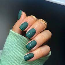 Green Matte French Tip Nails 
